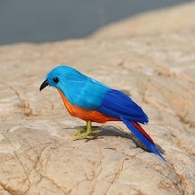 Alibee Yapay Tüylü S Heykel - Komik Heykel Süsleri Dekoru - Kapalı Mavi Kuş