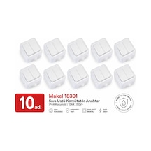 Makel 18301 Nemliyer Beyaz Komütatör 10 Lu Paket Ip44 Korumalı, 10ax 250v, Sıva Üstü, Nemli Ve Dış Ortam Kullanımına Uygun