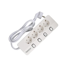 Yamatik Xman104 A Class 4&apos Lü Ayrı Anahtarlı 1,5 Metre Grup Priz, Çocuk Korumalı, Aşırı Yük, Kısa Devre, Aşırı Sıcaklık Koruması, 4000w 16a,