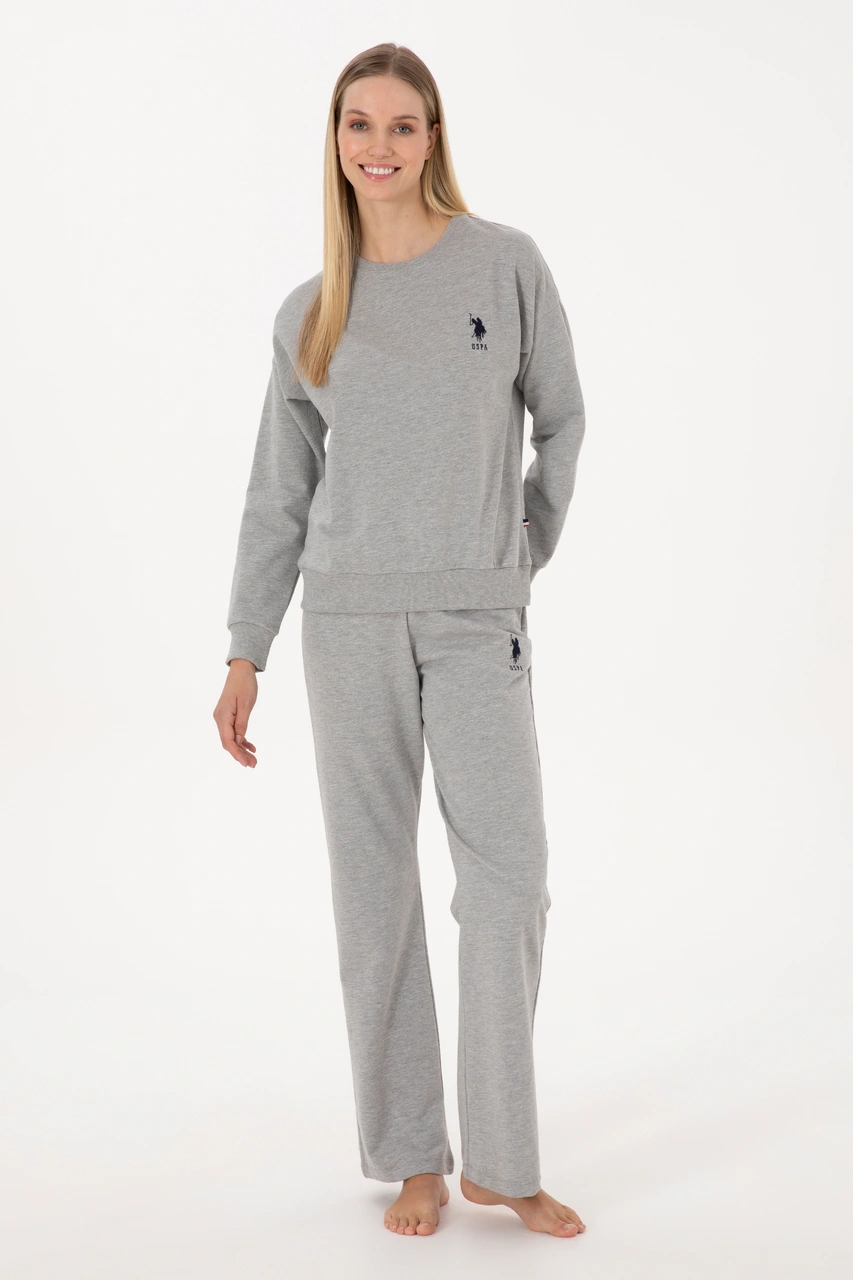 U.S. Polo Assn. Kadın Gri Melanj Pijama Takımı 50318899-VR086