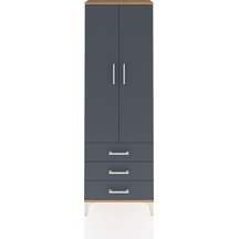 Arges Dolap Tek Raflı 3 Çekmeceli Tek Askılı 60x30x182 Çam-an... Çam