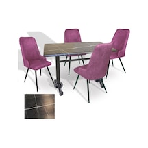 Çipa - Çırağan Mutfak Masa Takımı - 70x120 Werzalit, Wermodin Ve Allzalit Tabla - Palazzo - Mor Çok Renkli