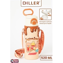 Dıller Toffee Bear Figürlü 520 Ml Paslanmaz Çelik Termos Kahve Rengi