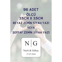 96 Adet 3,5cm Kuşe Kağıt Veya Şeffaf Sticker Nişan Etiketi Söz Et