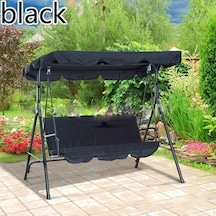 Siyah Açık Bahçe Veranda Salıncak Gölgelik Sandalye 3 Seat 190x132x15cm