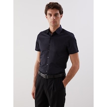 Lcw Busıness Siyah Slim Fit Kısa Kollu Gabardin Erkek Gömlek