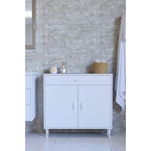 Eliusta Rose 100 Cm Beyaz 1 Çekmeceli Banyo Mutfak Dolabı 4 Bölmeli 3 Raflı Çok Amaçlı Dolap 100x88x32,5 Cm Beyaz