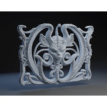 Zarif Dragon Desenli Dekoratif Panel - 21x16 Cm Pla Malzeme 21 X 17