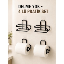 Lb Siyah 4 Adet Metal Tuvalet Kağıdı Tutucu Kendinden Yapışkanlı Delmeden Montaj Banyo Askısı Çok Renkli