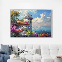 Yağlı Boya Dokulu Tablo Modern İstanbul Manzarası Gümüş Çerçeveli U06025-178990