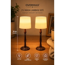 İkili Mini Masa Lambası 14 Cm Led Tealight Uyumlu Ahşap Görünümlü Gece Lambası Sıcak Ortam Aydınlatması 2'li Set - 896939036