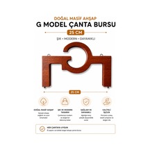 Vollen Yarn Doğal Masif Ahşap G Model Çanta Bursu 25 Cm El Yapımı Çanta Çerçevesi Çanta Aparatı Çanta Aksesuarı Kahverengi