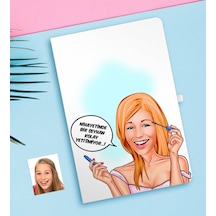Kişiye Özel Bayan Kolay Yetişmiyor Karikatürlü Beyaz Defter-7