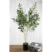 Yapay Çiçek Zeytin Ağacı 3 Dallı 90Cm Metal Mat Siyah Saksıda Yap