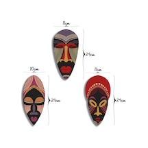 Dekoratif Üçlü Ahşap Tablo Otantik Kabile Maske Mask Set