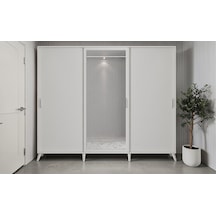 Petek Tamamı Mdf Sürgülü Portmanto Vestiyer Ayakkabılık Beyaz 208 Cm