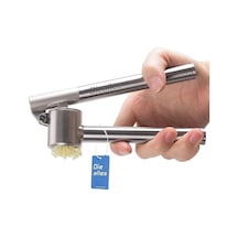 Paslanmaz Çelik Sarımsak Presi, Sarımsak Kesici, Sarımsak Ezici, Sağlam Paslanmaz Çelik Saplı, Pratik Bir Mutfak Yardımcısı Ve Mutfak Aleti, 15,8 X 5 Cm Açık Bej