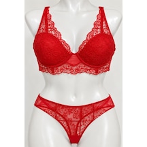 Avrissa Kadın Kırmızı Dantel Detaylı Şık Bralet İç Çamaşır Takımı