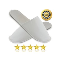 Tek Kullanımlık Lüks Elyaf Alt Sünger Takviyeli Otel Terliği Beyaz 100'lü