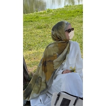 Qalortex Scarf Pamuklu Rosaly Desen Şal-yağ Yeşil Yağ Yeşili