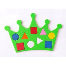 Montessori Eğitici Taç Şekil Oyuncağı İnce Motor Becerileri Geliştirme Renk Ve Şekil Tanıma - Yeşil