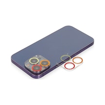 İphone 13 Pro Renkli Kamera Lens Koruma Cam - Turuncu-kırmızı