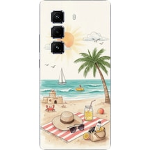 Infinix Hot 50 Pro Plus+ Uyumlu Sulu Boya Sahil Ve Deniz Manzaralı Baskılı Silikon Kılıf Renkli