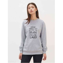 Riverdale My Way Baskılı Gri Kadın Sweatshirt