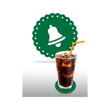 Yılbaşı Temali -6 Dantel Kenar Desenli Yeşil Keçe Bardak Altlığı  6'lı Takım Yeşil