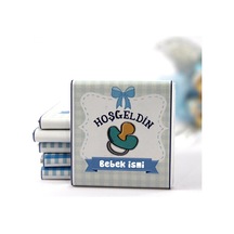 Dark Brown Hoşgeldin Bebek Çikolatası İsim Yazılabilen Hediye Çikolata EBK8 72 Adet