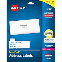 Posta Adresi Etiketleri, Lazer Yazıcılar, 350 Etiket, 1-1/3 X 4, Kalıcı Yapıştırıcı, 5 Paket 5262 Diğer