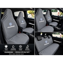 Gri Vw Desen Kumaş Servis Kılıfı Ön Arka Kılıf 4 Parça Arka 2 Parca Logolu Penye 1.kalite Esnek Li 1 Takım