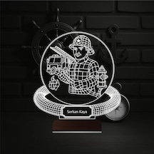 Luvivia İtfaiye İtfaiyeci Hediye Kişiye Özel 3d Lamba - Masa Gece Lambası V2 Şeffaf