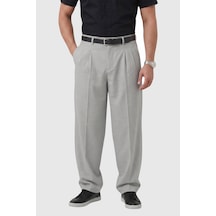 Deep Sea Deepsea Gri Baggy Fit Pileli Kumaş Pantolon Likralı, Beli Lastikli Rahat Kesim Erkek Pantolon 2600920