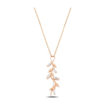 Çekirdekjewelry Minimal Dal Tasarımlı Işıltılı Kolye 925 Ayar Gümüş Pembe