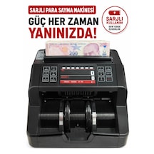 Şarjlı Seyyar Kablosuz Karışık Para Sayma Makinesi, Tl Ve Euro Karışık Sayım - Dolar Adet Sayım + Müşteri Ekranı