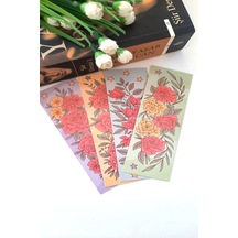 12'li Soft Çiçek Serisi Kitap Ayracı - Kalın Kuşe - 4,5x15cm -