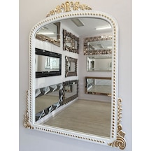 Ayna Denizi Lady White Gold Model Beyaz Altın Renk Dekoratif Ayna Altın - Beyaz