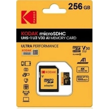 Kodak 256gb Uhs-ı U3/v30/a1 Yellow Microsd + Adaptör
