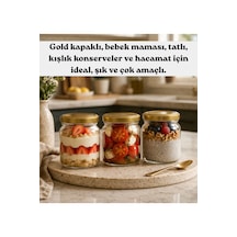 6 Adet Cam Şişe Bebek Maması-sos- Hacamat Kavanozu Olarak Çok Amaçlı Kullanım Gold Kapaklı 250 Cc Altın - Şeffaf