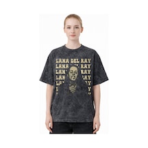 Sevbano Tasarım Lana Del Rey Şarkıcı Baskılı Unisex Oversize Eskitme Yıka Siyah