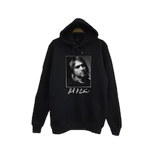 Nirvana-kurt Cobain Baskılı Kapüşonlu Sweatshirt Siyah