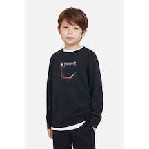 Tshirthane Manowar Baskılı Unisex Çocuk Siyah Sweatshirt Siyah
