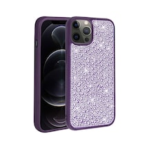 Zore İphone 13 Pro Max Uyumlu Parlak Taşlı Tasarım Ogaa Ston Kılıf-derin Mor