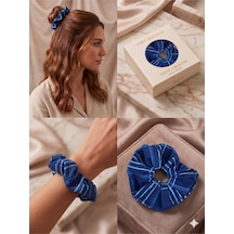 Ekose Desenli Kumaş Hacimli Scrunchie Lastik Toka Farklı Renk Seçenekli Çok Renkli