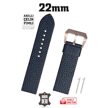 22mm Lacivert Floter Spor Hakiki Deri Saat Kordonu Kayış Akıllı Pimli Rose Gold