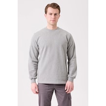 Herba Basic Sweatshirt - Uzun Kollu, Rahat Kesim, Pamuklu, Günlük Ve İş Kullanımı Gri Melanj