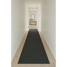 Raschel Carpet Yaprak Koyu Gri Emboss Premium Seri Yeni Nesil Kaymaz Taban Jel Taban Halı Yolluk Antre Hol Koyu Gri