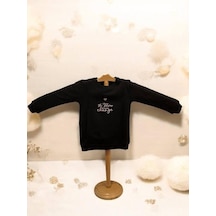 Kız Çocuk İnce Şardonlu Sweatshirt-15368 Siyah