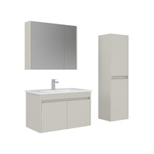 Orka Arno 85 Cm Parlak Kaşmir Kapaklı Banyo Dolabı Takımı Ve Boy Dolabı Kaşmir